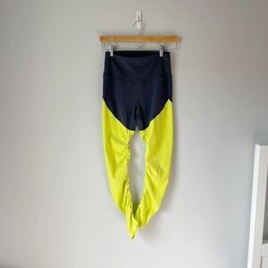 Zyia Active Neon Yellow Gray Full Length Leggings Size 4